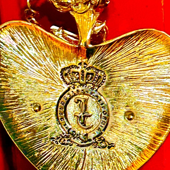 Vintage Juicy Couture Gold plated Rhinestone Heart Necklace BOLD & BEAUTIFUL - Picture 4 of 6